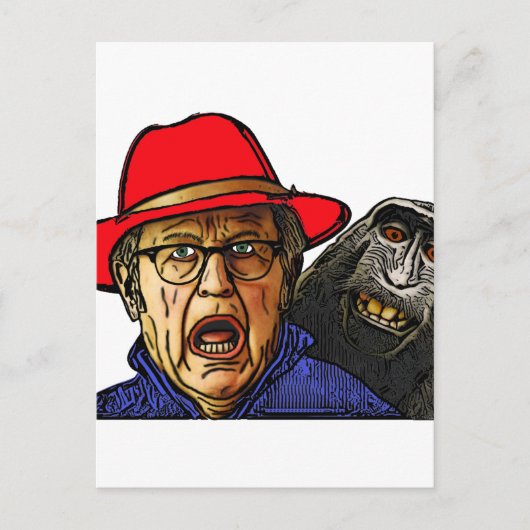 Baboon aap schrikt Engels oud man af Briefkaart (Voorkant)