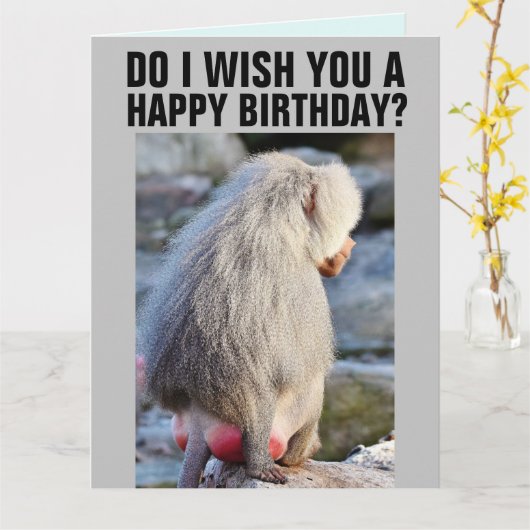 BABOON BILLENPRAT VERJAARDAGSCARDS, ROOD & GEZWOLL KAART (Gele Bloem)