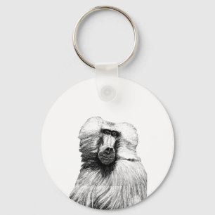 Baboon Monkey Oerwoud Safari Illustratie natuur Sleutelhanger