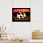 Baboon Skull Sunset Art Poster (Keuken)