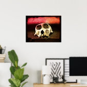 Baboon Skull Sunset Art Poster (Thuiskantoor)