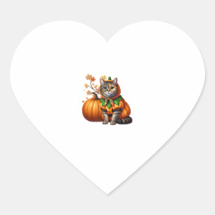 Babushka Halloween Cat Pumpkin Hart Sticker