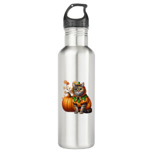 Babushka Halloween Cat Pumpkin Waterfles