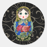 Babushka Russian Doll Colourful Bold Rose Flower 2