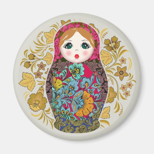 Babushka Russische Nesting Dolls Matrioshka Magnet Magneet (Voorkant)