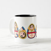 Babushka Ukrainienne Nier Poupées Café Mug (Devant gauche)