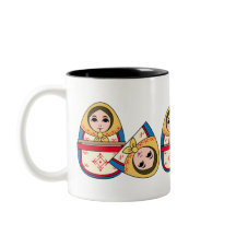 Babushka Ukrainienne Nier Poupées Café Mug