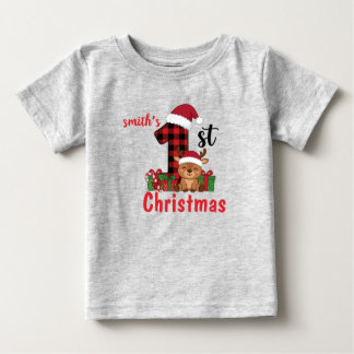 Baby 1e kerst geruite rendier peuter shirt