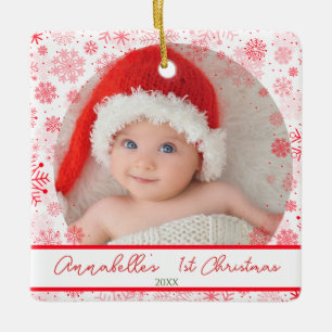 Baby 1e Kerst Rode Sneeuwvlok Keramisch Ornament