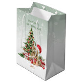 Baby 1e Kerst Teddy Bear Medium Gift Bag Medium Cadeauzakje (Voorkant Gekanteld)