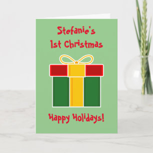 Baby 1e kerstcadeau doos pictogram voor kleinkinde feestdagen kaart