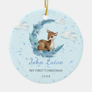 Baby 1e kerstdag kleine Bambi Flowers Dust Cloud Keramisch Ornament