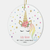 Baby 1e kerstdag, orn en sterren keramisch ornament (Links)