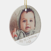 Baby 1e kerstfoto  keramisch ornament (Rechts)