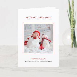 Baby 1e kerstfoto-minimalist gevouwen feestdagen kaart