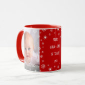 Baby 1e kerstgrootouders Aangepaste foto rood Mok (Voorkant links)
