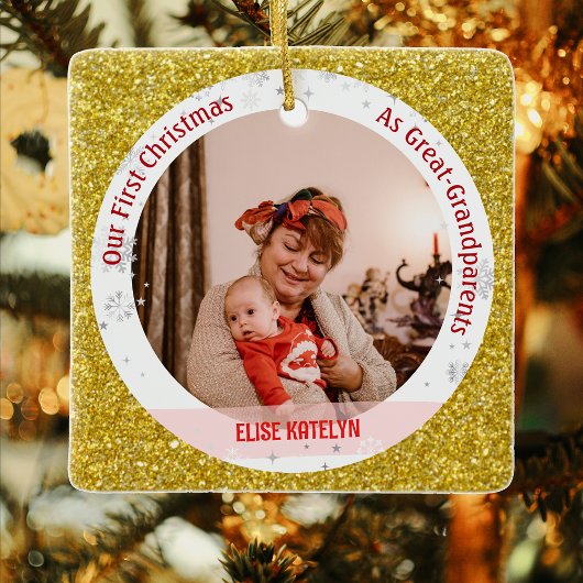 Baby 1e Kerstmis Als Grote Grootouders 2 Foto's Keramisch Ornament
