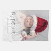Baby 1e Kerstmis Foto Overlay Script Naam Jaar Theedoek (Horizontaal)