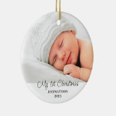 Baby 1e Kerstmis Fotonaam Ornament (Rechts)