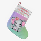 Baby 1e Kerstmis Roze Olifant Grote Kerstsok (Voorkant (Hangend))