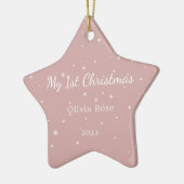 Baby 1e Kerstmis Schattige Minimaal Roze Ornament (Links)