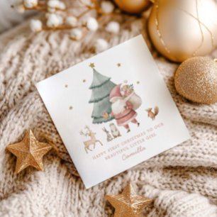 Baby 1e Kerstmis Schattige Teddydbeer Feestdagenkaart