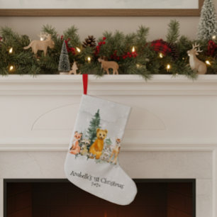 Baby 1e Kerstmis Woodland Dierlijke Waterverf Kleine Kerstsok