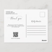 Baby 1e verjaardag Bedankt Elegant Script QR-code Briefkaart (Achterkant)
