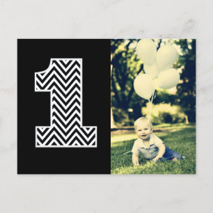 Baby 1e Verjaardag Chevron Bedankt Foto Briefkaart