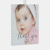Baby 1e verjaardag Dank u Elegant Manuscript Swash Glas Ornament (Voorkant Rechts)