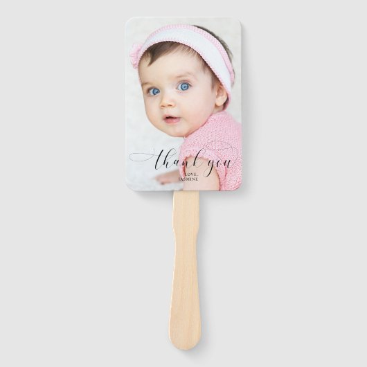 Baby 1e verjaardag Dank u Elegant Manuscript Swash Handwaaier (Voorkant)