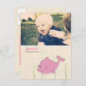 Baby 1e verjaardag Dolphin nodigt Kaart uit (Voorkant / Achterkant)