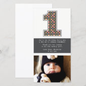 Baby 1e verjaardag nummer 1 Dank u wel Bedankkaart (Voorkant / Achterkant)