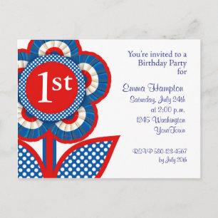 Baby 1er Anniversaire Carte postale Invitation en 