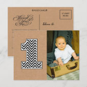 Baby 1er Anniversaire Chevron Merci Carte Postale (Devant / Derrière)