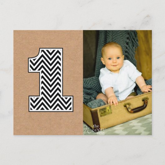 Baby 1er Anniversaire Chevron Merci Carte Postale (Devant)