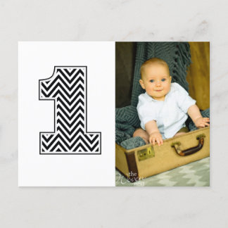 Baby 1er Anniversaire Chevron Merci Carte Postale