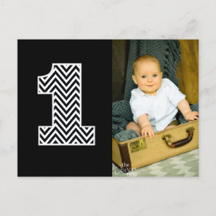 Baby 1er Anniversaire Chevron Merci Carte Postale 