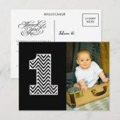Baby 1er Anniversaire Chevron Merci Carte Postale  (Devant / Derrière)