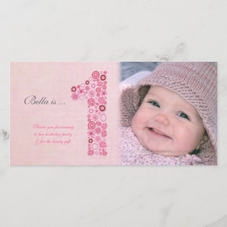 Baby 1er anniversaire Merci Carte photo