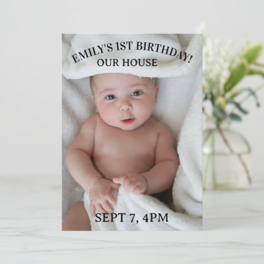 BABY 1ST BIRTHDAY CUSTOM PHOTO INVITATIONS (Debout devant)