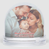 Baby 1st Christmas Family Mom Dad Photo Custom Sneeuwbol (Achterkant)