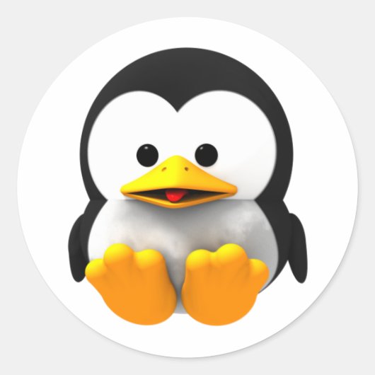 Baby 3-D Tux Linux Penguin Sticker (Voorkant)
