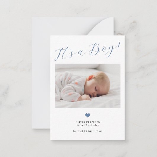 Baby 3 script photo bébé garçon faire-part de nais (Devant)
