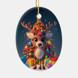 BABY 3D CARTOON RENDIEREN EN AANGESTOKEN KERSTBOOM KERAMISCH ORNAMENT