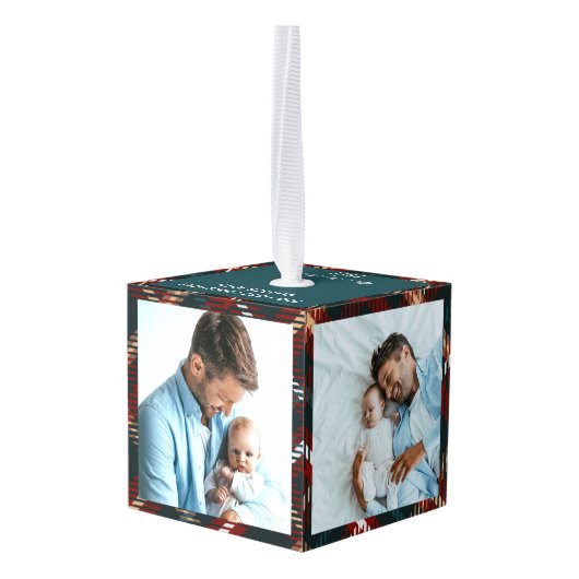 Baby 4 Foto Land Tartan Pset Cube Ornament (Achter hoekig)
