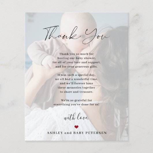 Baby 4 van de begroting fotomanuscript dank u kaar flyer (Voorkant)