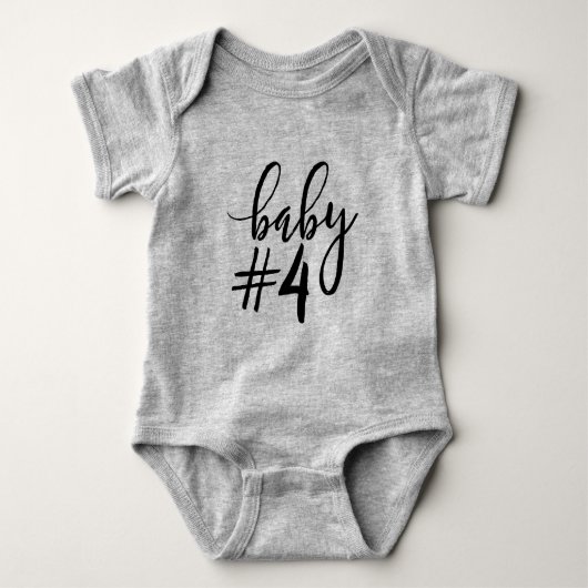 Baby #4 Zwart handgeschreven script Romper (Voorkant)