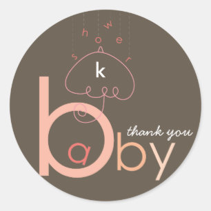 Baby 'a' in B Roze Typografie Girl Baby shower Ronde Sticker