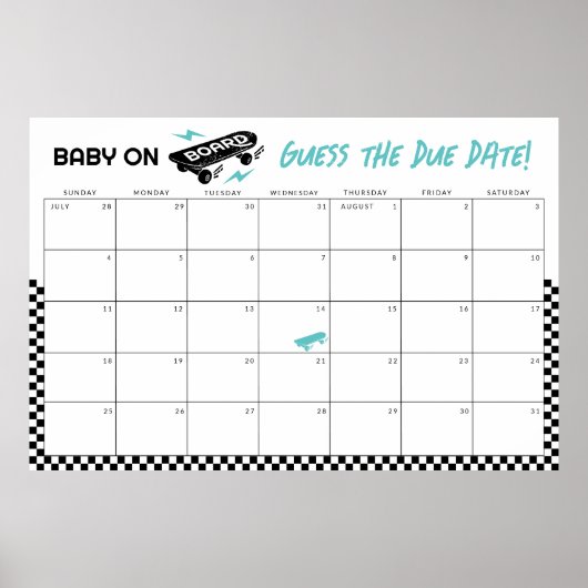 Baby aan boord Baby shower Raad de uitgerekende da Poster (Voorkant)